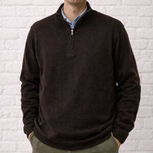 NWT Tiki Napoli Brown 1/4 Zip Wool Cashmere Blend Sweater TK1006 IT 54 Size L